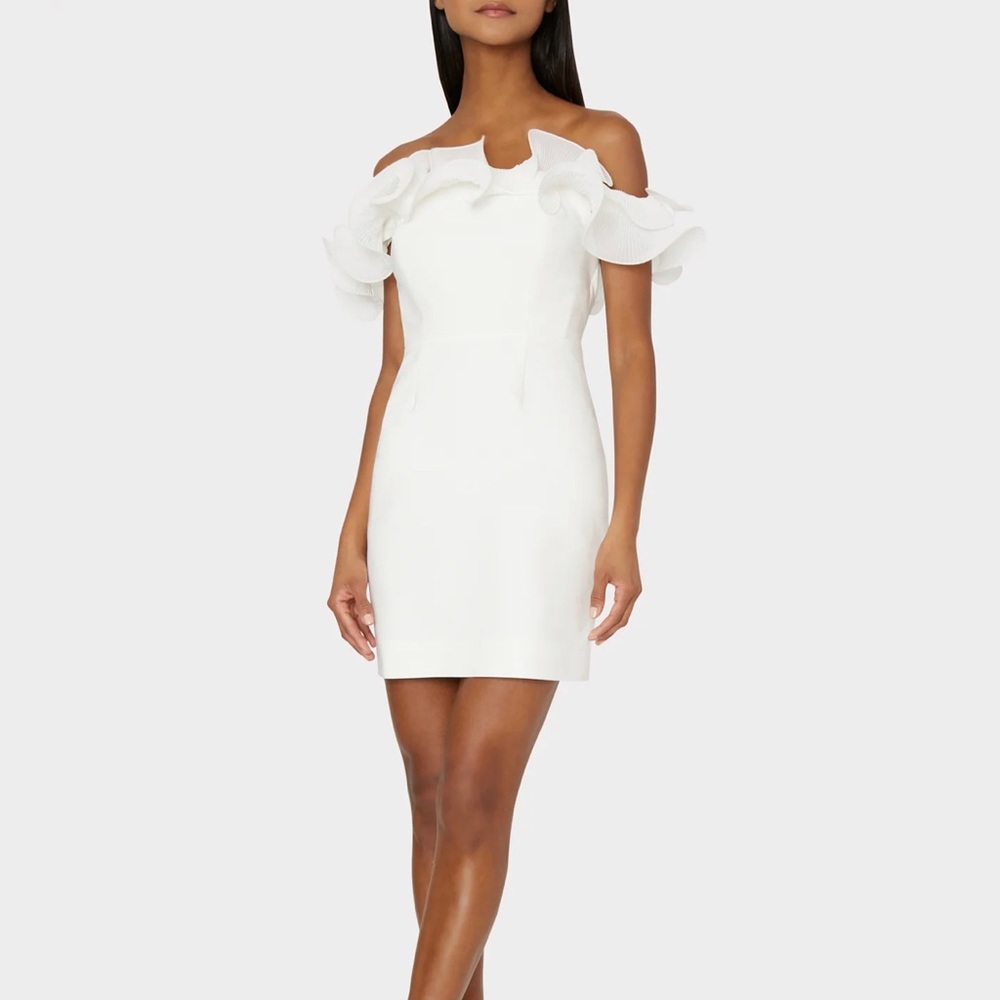 Milly - White - Ruffle Off The Shoulder Dress - Size 8